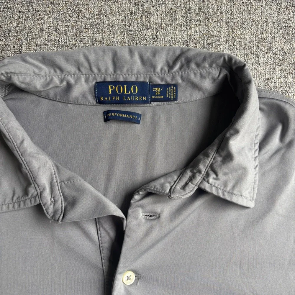 Polo Ralph Lauren Polo Mens‎ 2XB Gray Performance Short Sleeve Pony Golf Shirt